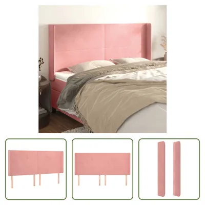 Produktbild von The Living Store Kopfteil mit Ohren Rosa 163x16x118/128 cm Samt