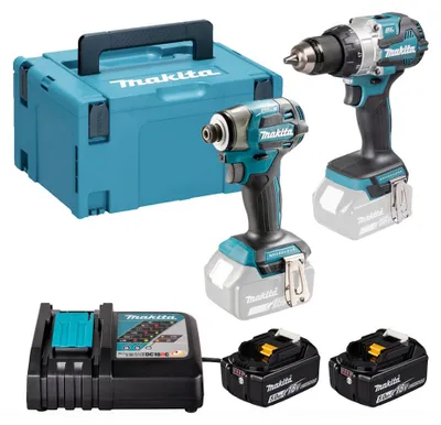 Immagine prodotto di Kit combinato Makita DLX2528TJ LXT con avvitatore a impulsi, trapano a percussione, batteria 2 x 5 Ah, caricabatterie e MAKPAC