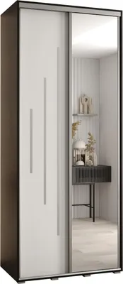 Produktbild von MEBLE KRYSPOL Davos 13 Schrank, zwei Türen - 235,2x100x60 cm - Schwarz Weiß Silber