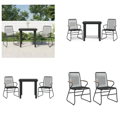 Produktbild von vidaXL 3 tlg. Garten Essgruppe Schwarz PVC Rattan - Garten Essgruppe - Garten Essgruppen - Essgruppe - Essgruppe Terrasse