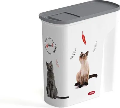 Produktbild von Famanu Vorratsbehälter für Katzenfutter mit Deckel und Löffel - Weiß
