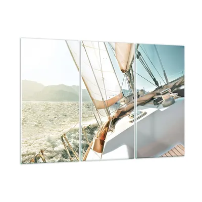 Produktbild von Bilder auf glas - 3 Teile - Yacht Segeln So - 105x70cm - Glasbilder - Wandbilder - Bilder - zum Aufhängen bereit - Wanddekoration aus Glas - Glas Bilder - Wandbild auf Glas - GCE105x70-4847