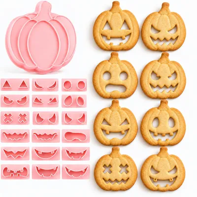13-tlg. Halloween-Keksausstecher-Set mit Kürbis-Stempeln, Kunststoff