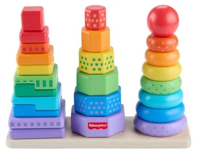 Image de Trieur de formes empilo en bois 26 pièces - fisher-price - hxt76 - jouet tri et empilage bébé