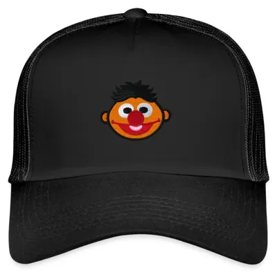 Produktbild von Spreadshirt Sesamstraße Ernie Als Stickmotiv Trucker Cap, One size, Schwarz/Schwarz