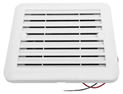 Image de Ventilateur latéral pour camping-car : circulation efficace, longue durée de vie, protection contre les corps étrangers. Ventilateur de ventilation 12 V pour caravanes et bateaux. Dimensions : 14 x 13 x 4,5 cm