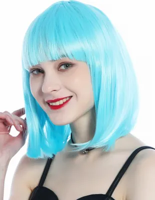 Produktbild von WIG ME UP Perücke Longbob Pony glatt hellblau blau CW-052-T4516
