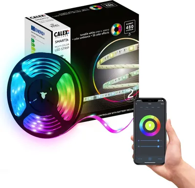 Image de Calex Smart LED bande, 2 m, couleurs RGB, flexible & découpable, dimmable, WLAN App- &vocale, télécommande incluse