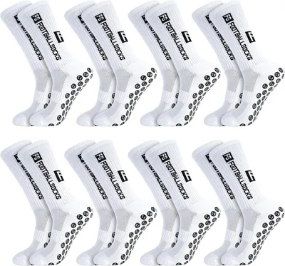 Produktbild von 8 Paar Fußball Socken, Sportsocken 38-46 Anti Rutsch Grip Fussball Socken Rutschfeste Fußballsocken für Herren Damen Fussball Basketball Laufen