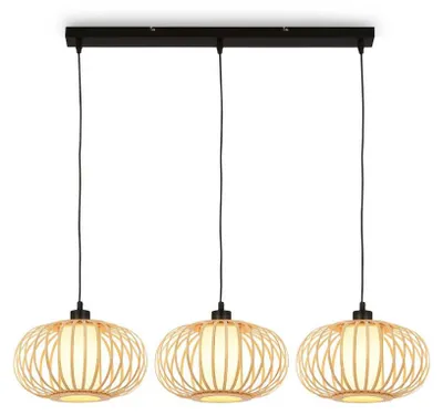 Zdjęcie produktu dla Briloner Leuchten ROTTI lampa wisząca 3x E27 ściemnialna drewno-metal kolory drewna