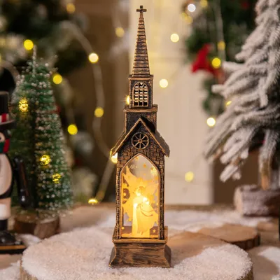 Produktbild von Weihnachtsdekoration mit Beleuchtung Batteriebetrieben Kirche,LED Tischlampe Nachtlicht Weihnachtsbeleuchtung Heimdekoration(Engel)