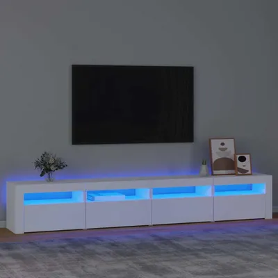 Zdjęcie produktu dla Szafka pod TV z oświetleniem LED, biała, 240x35x40 cm