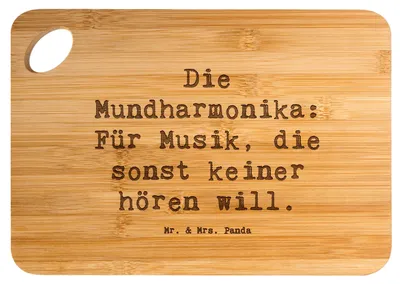 Produktbild von Mr. & Mrs. Panda Holzbrettchen Spruch Musik Mundharmonika - Transparent - Geschenk, Blues, Blasinstrument, Brett, Schneidebrett, schneidbrett, Folklore, Musikinstrument