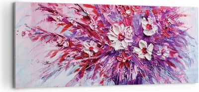 Produktbild von Bild auf Leinwand - Leinwandbild - Einteilig - Pastos Blumen Rosa - 100x40cm - Wand Bild - Wanddeko - Wandbilder - Leinwanddruck - Bilder - Wanddekoration - Leinwand bilder - Wandbild - AB100x40-4530