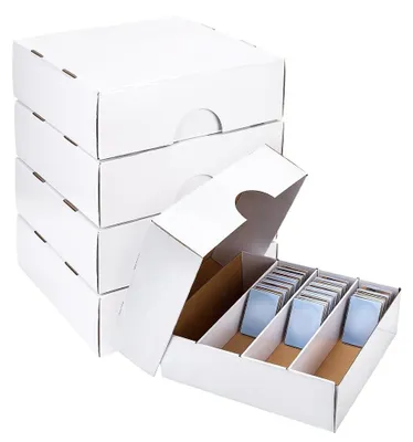 Zdjęcie produktu dla Omgoods - Pudełko do przechowywania z 4 przegródkami - Pudełko kartonowe - Pudełko do pakowania - Pudełko na karty do gry - 37,5 x 34 x 11 cm - Idealne do kart kolekcjonerskich - Pudełko do przechowywania kart