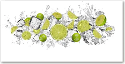 Produktbild von Tulup Glas-Bild -140x70- Wandkunst Dekorative Wand für Küche & Wohnzimmer - Essen & Getränke - Limette Eiswürfel - Grün