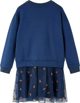 Produktbild von vidaXL Kinderkleid mit Langen Ärmeln Marineblau 92