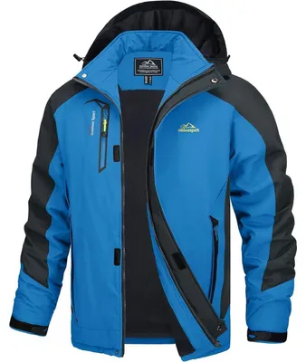 Produktbild von Herren Übergangsjacke Wasserabweisende Softshelljacke Leicht Wanderjacke Regenjacke mit Abnehmbarer Kapuze M Blau