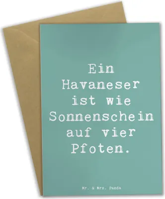 Produktbild von Mr. & Mrs. Panda Klappkarte Spruch Havaneser Sonnenschein - Meeresbrise - Geschenk, Hunderassen, Eigenschaften, osterkarte, weihnachtskarten, Familienhunde, osterkarten