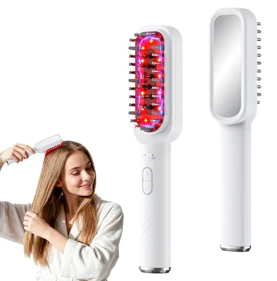 Produktbild von Rotlicht Haarbürste 650nm, LLLT Haarwachstum Gerät zur Kopfhautpflege, Laser Therapie gegen Haarausfall für Männer und Frauen