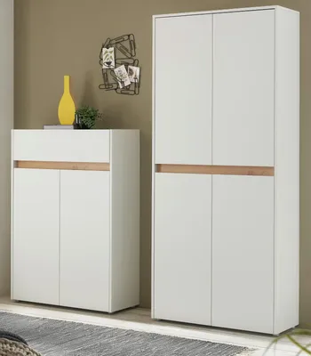 Produktbild von Garderobe Set 2-teilig "Center" in weiß und Wotan Eiche Garderobenkombination 180 x 195 cm