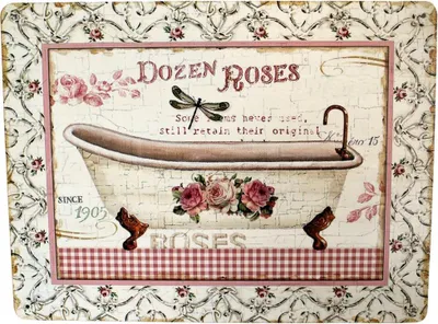 Produktbild von Shabby Blechschild Rosen Bad