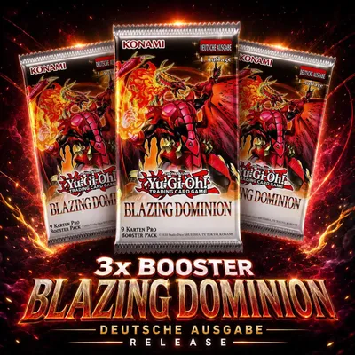 Immagine prodotto di Yu-Gi-Oh! Blazing Dominion, confezione da 3 bustine booster, prima edizione (tedesco), set di carte