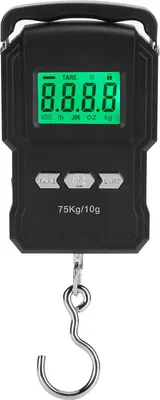 Zdjęcie produktu dla Przenośna waga cyfrowa z wyświetlaczem cyfrowym i hakiem do zawieszania Waga elektroniczna z taśmą pomiarową 75 kg