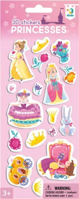 Obrázok produktu pre 3D nálepky s motívom „princeznej“ pre deti, sada 17 nálepiek