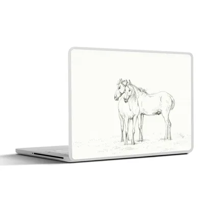 Produktbild von MuchoWow® Laptop Aufkleber Sticker Cover Zwei Pferde nebeneinander - Gemälde von Jean Bernard 30x22 cm - Laptop-Sticker