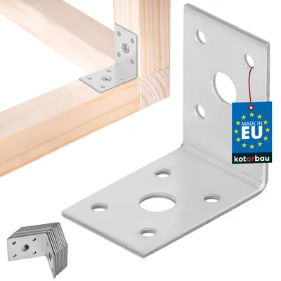 Immagine prodotto di KOTARBAU® 12 pezzi Connettore angolare 50 x 50 x 35 mm acciaio zincato argento Connettore angolare per travi mobili Connettore angolare per fogli di legno Connettore angolare per scaffali Angolo di metallo stabile Angolo di acciaio durevole