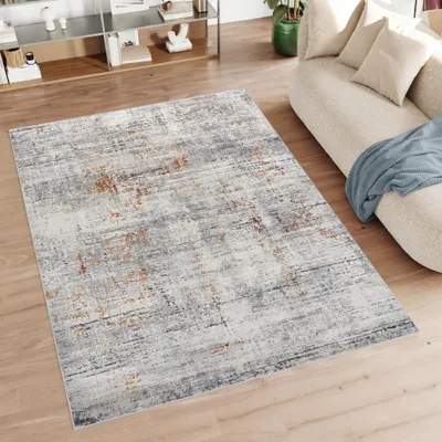 Produktbild von Teppich Wohnzimmer Schlafzimmer Kurzflor Modern Meliert Design Grau Creme  200 x 300 cm
