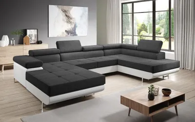 Produktbild von FurMeb24 - Ecksofa MANDANA U - LINKE SEITE , Sofa mit  Bettk€sten und Schlaffunktion - Orinaco 100 + Madryt 120