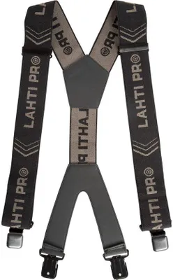 Produktbild von Lahti PRO Hosenträger für Herren, 5 cm breit, Y-Form, elastisch und verstellbar, grau/grün, mit 4 robusten Metallhaken, ideal für Arbeitskleidung