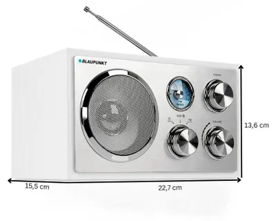 Produktbild von Blaupunkt RXN 180 WH, Tragbar, Analog, FM, UKW, 3 W, Silber, Weiß, Holz