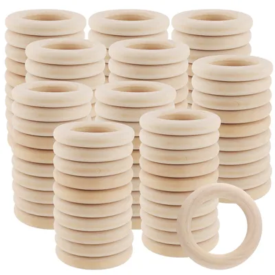 100 Holzringe 55 mm, unbehandelt, glatt, für DIY-Basteln