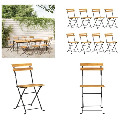 Produktbild von vidaXL Klappbare Gartenstühle 8 Stk. Stahl und Massivholz Akazie - Gartenstuhl - Gartenstühle - Stuhl - Essstuhl