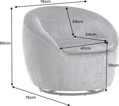 Produktbild von riess-ambiente Drehbarer Design Sessel ALPINE grau Strukturstoff 360° mit Armlehnen Lesesessel Relaxsessel