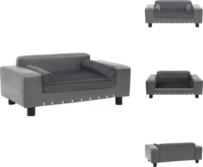 Zdjęcie produktu dla vidaXL Kanapa dla psa szara 81x43x31 cm plusz i imitacja skóry  - Legowiska dla psów