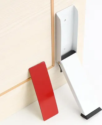 Imagen del producto de Topes para puertas de acero inoxidable, autoadhesivos, sin necesidad de taladrar, de color blanco, para uso doméstico