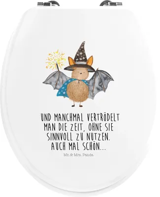 Produktbild von Mr. & Mrs. Panda WC Sitz Fledermaus Zauberer - Weiß - Geschenk, Klodeckel, WC-Sitz, Fledermäuse, klo deckel, Reinsteigern, Klobrille, Frauen, Gute Laune, Brille, Magier