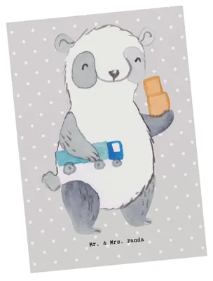 Produktbild von Mr. & Mrs. Panda Postkarte Speditionskaufmann Herz - Grau Pastell - Geschenk, Ansichtskarte, Grußkarte, Postkarten, kunstkarte, Ansichtskarten