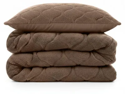 Image de Couverture "Sleeptime Lazy" en polaire, couleur taupe/marron, dimensions 140 x 200 cm, avec taie d'oreiller