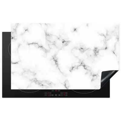 Obrázok produktu pre MuchoWow® Kryt na varnú dosku - Ochrana pred indukciou - 85x52 cm - Vinylová podložka na varnú dosku - Zväčšuje veľkosť pracovnej dosky - Kryt na sklokeramickú varnú dosku - Kuchynská dekorácia - Jeden kus - Mramor - Textúra - Sivá - Čierna - Pracovná doska