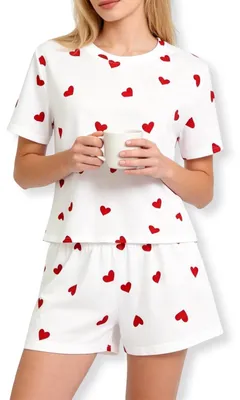 Imagen del producto de Conjunto de pijama corto de verano para mujer, de dos piezas