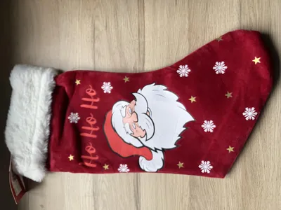 Weihnachtsstrumpf mit Weihnachtsmann, rot, 40 cm