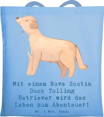 Produktbild von Mr. & Mrs. Panda Schultasche Nova Scotia Duck Abenteuer - Sky Blue - Geschenk, intelligenter Hund, Tasche, Hunderassen Pflege, Shopping, Uni, Tragetasche, Hunderasse