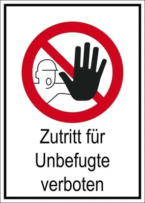 Produktbild von Verbotsschild "Zutritt für Unbefugte verboten", für Innen- und Außenbereiche, in verschiedenen Größen und Materialien verfügbar, Maße 13,1 x 18,5 cm, Material Aluminium, Techn. Eigenschaften geprägt, Verpackungseinheit: 1 STK