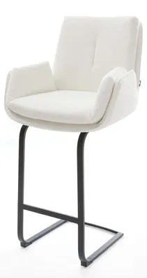 Produktbild von DELIFE Barstuhl Clea-Flex Bouclé Creme-Weiß Freischwinger Flach Metall Schwarz