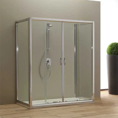 Immagine prodotto di Porta doccia 180 cm giada 2 porte fisse 80 cm cristallo trasparente